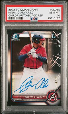 2022 Bowman Draft Chrome 1st Auto #CDAIA Ignacio Alvarez Black /75 PSA 10