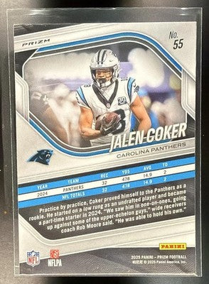 2025 Panini Prizm Jalen Coker #55 Lazer Panthers