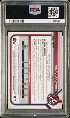 2022 Bowman Draft Chrome 1st Auto #CDAIA Ignacio Alvarez Black /75 PSA 10