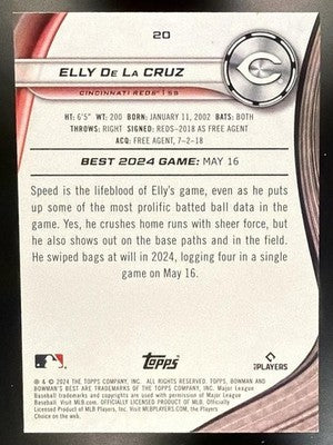 2024 Bowman's Best Elly De La Cruz #20 RC Reds