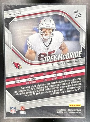 2025 Panini Prizm Trey McBride #274 No Huddle Cardinals