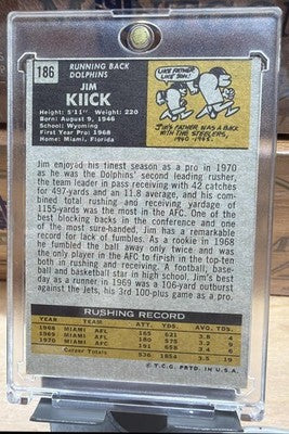 1971 Topps Jim Kiick #186 RC Dolphins