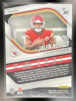 2025 Panini Prizm Jalen Royals #341 Lazer RC Chiefs