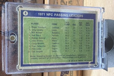 1972 Topps 1971C Passing Leaders Staubach, Landry, Kilmer #4 Ninety Fine League