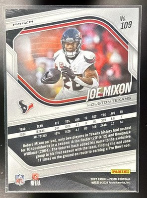 2025 Panini Prizm Joe Mixon #109 Lazer Texans