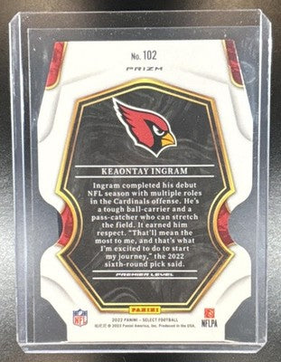 2022 Panini Select Keaontay Ingram #102 Black and Red Prizm Die Cut RC Premier