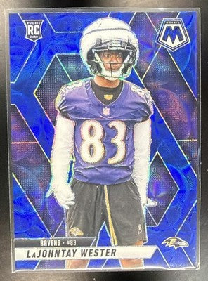 2025 Panini Mosaic LaJohntay Wester #366 Rookies Blue Scope Prizm RC Ravens
