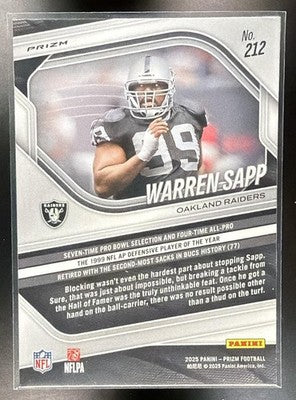 2025 Panini Prizm Warren Sapp #212 Lazer Raiders