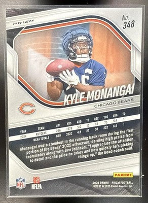 2025 Panini Prizm Kyle Monangai #348 Lazer RC Bears