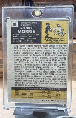 1971 Topps Mercury Morris #91 RC Dolphins