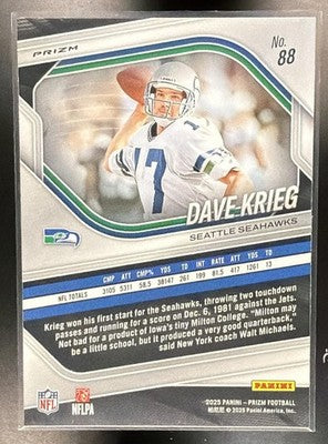 2025 Panini Prizm Dave Krieg #88 White Disco Seahawks