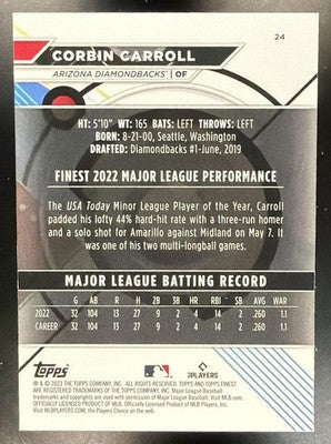 2023 Topps Finest Corbin Carroll #24 - RC Diamondbacks