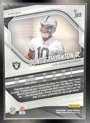 2025 Panini Prizm Dont'e Thornton Jr. #369 White Disco RC Raiders