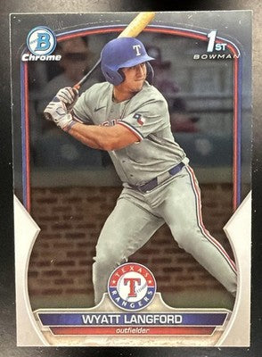 2023 Bowman Draft Wyatt Langford #BDC-106 Chrome 1st Prospect Rangers