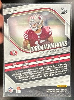2025 Panini Prizm Jordan Watkins #389 Lazer RC 49ers