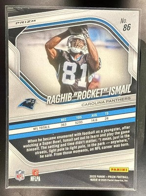 2025 Panini Prizm Raghib "Rocket" Ismail #86 White Disco Panthers