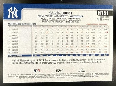 2025 Topps Holiday Aaron Judge #H161 Silver Glitter Yankees