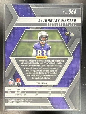 2025 Panini Mosaic LaJohntay Wester #366 Rookies Blue Scope Prizm RC Ravens