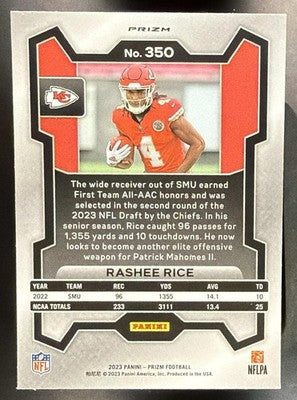 2023 Panini Prizm Rashee Rice #350 Green Wave RC Chiefs