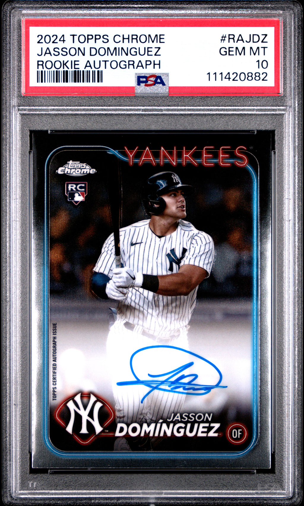 2024 Topps Chrome Rookie Autographs #RAJDZ Jasson Dominguez PSA 10