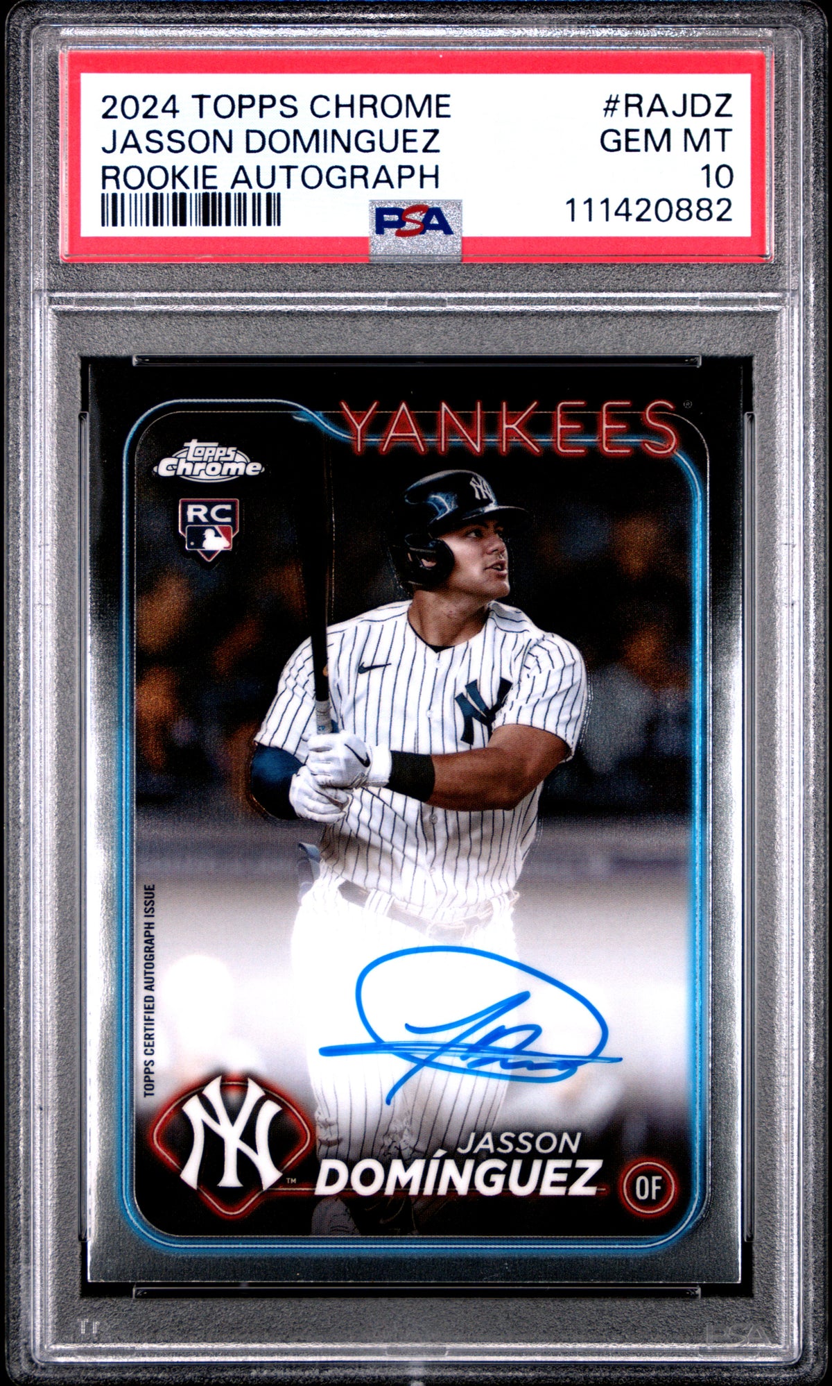 2024 Topps Chrome Rookie Autographs #RAJDZ Jasson Dominguez PSA 10