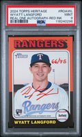 2024 Topps Heritage Real One Autographs #ROAWL Wyatt Langford #75 Red Ink PSA 9