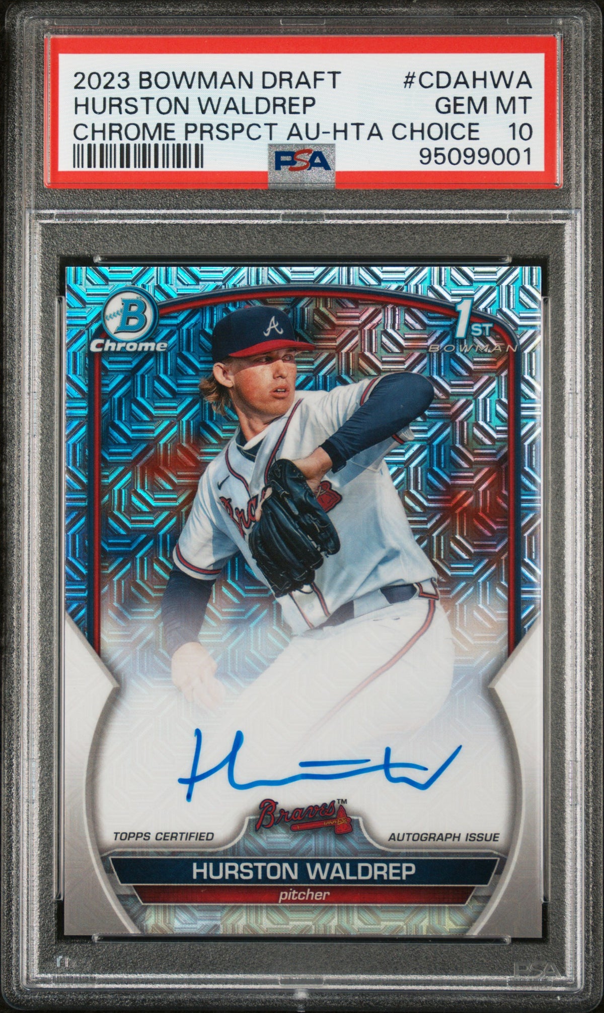 2023 Bowman Draft Chrome 1ST Autograph Hurston Waldrep HTA Choice PSA 10 # /150