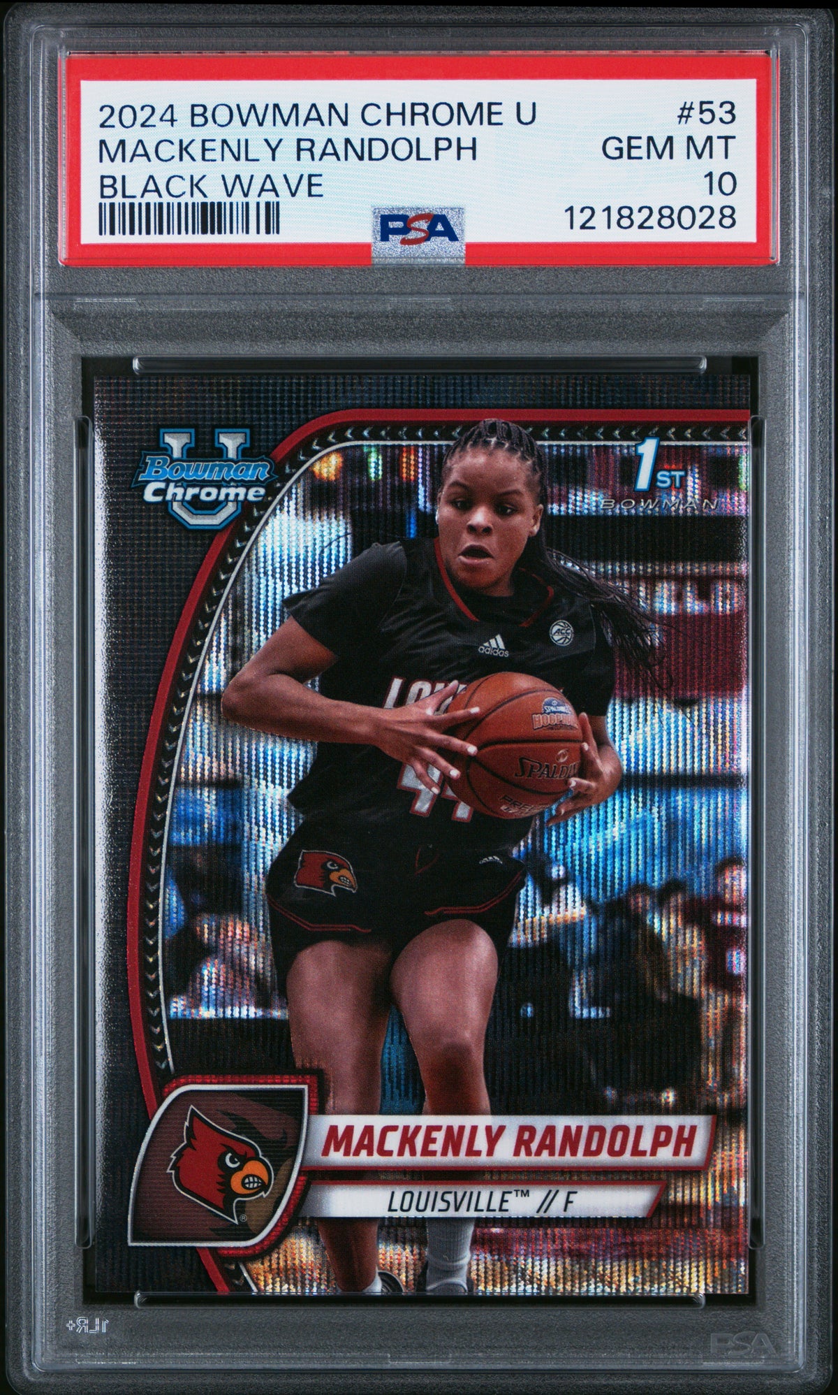 2024 Bowman Chrome University #53 Mackenly Randolph Black Wave PSA 10