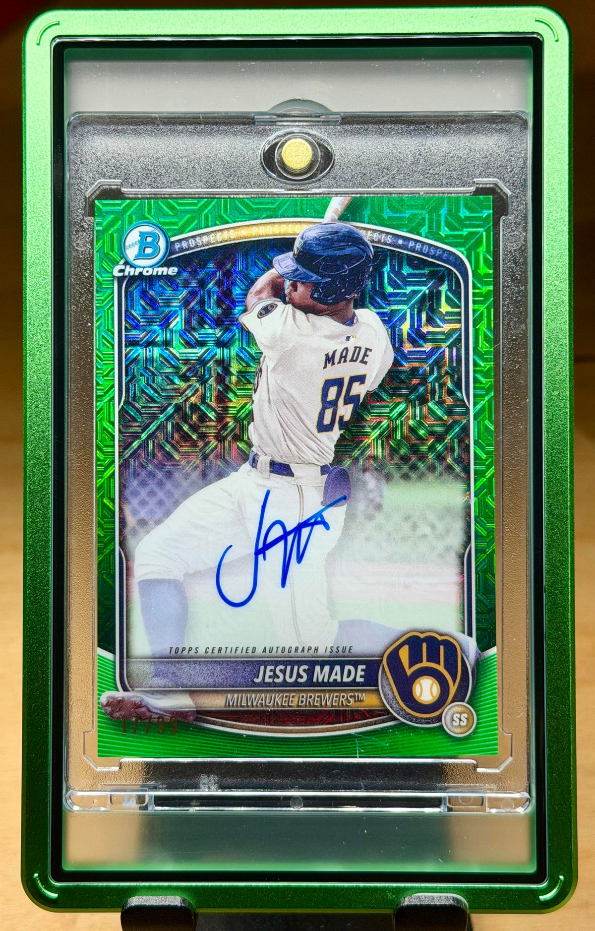 2025 Bowman Chrome Jesus Made Auto Mojo Green Refractor #/99