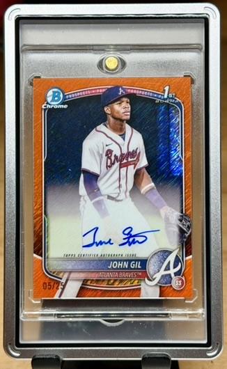 2025 Bowman Chrome  John Gil Prospect Autographs Orange Shimmer # /25