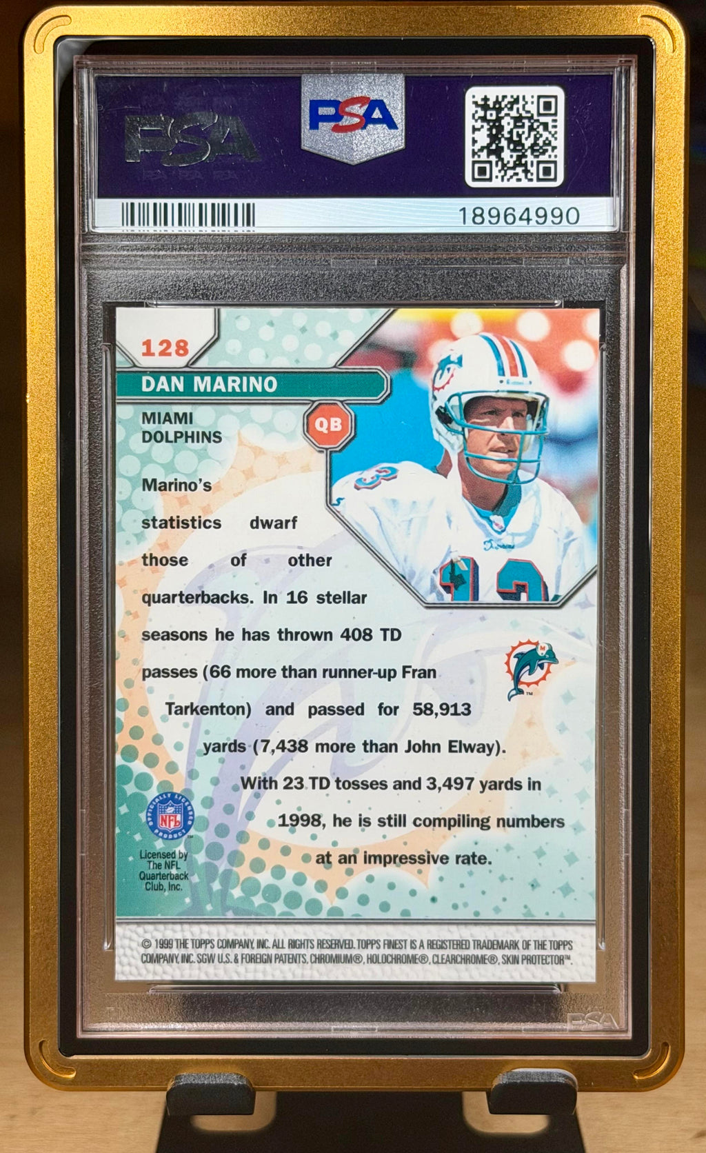 1999 Finest #128 Dan Marino PSA 10 w/ Case