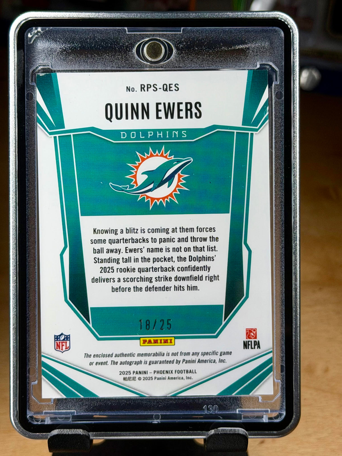 2025 Panini Phoenix #RPS-QES Quinn Ewers RPA Rookie Patch Auto Green Prizm #/25