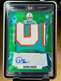 2025 Panini Phoenix #RPS-QES Quinn Ewers RPA Rookie Patch Auto Green Prizm #/25
