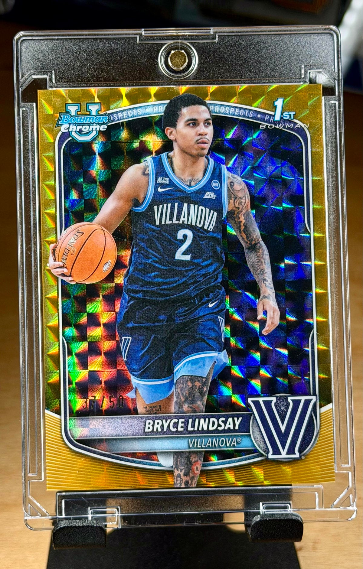 2025-26 Bowman #BCP-52 Bryce Lindsay Chrome Gold Geometric Refractor #/50