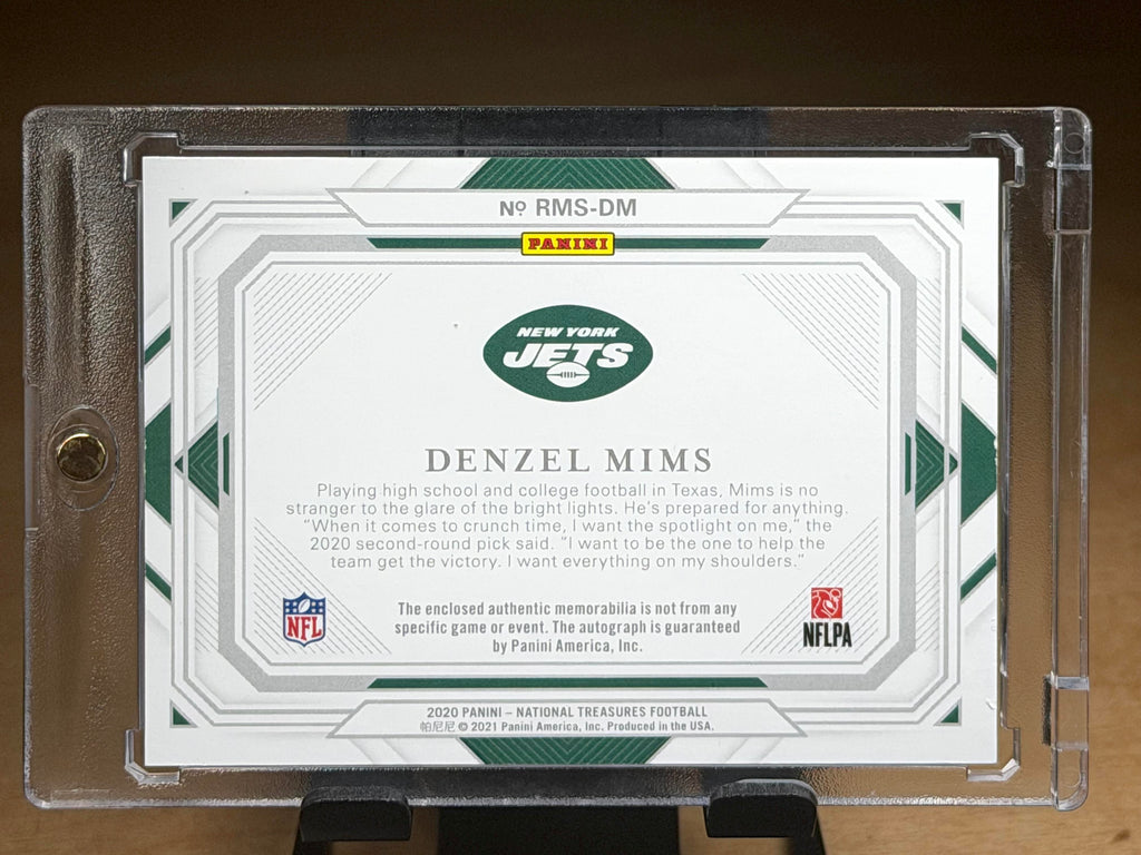 2020 Panini National Treasures #RHS-DM Denzel Mims Signatures Nike Logo #/2