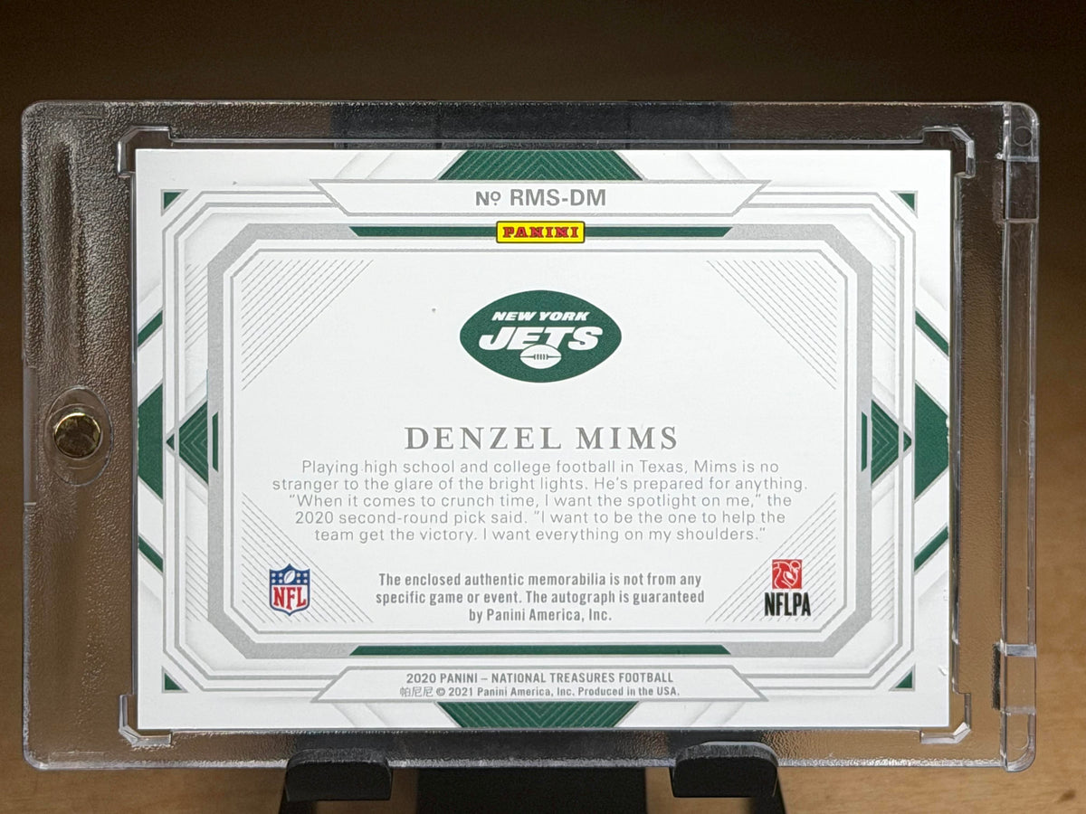 2020 Panini National Treasures #RHS-DM Denzel Mims Signatures Nike Logo #/2