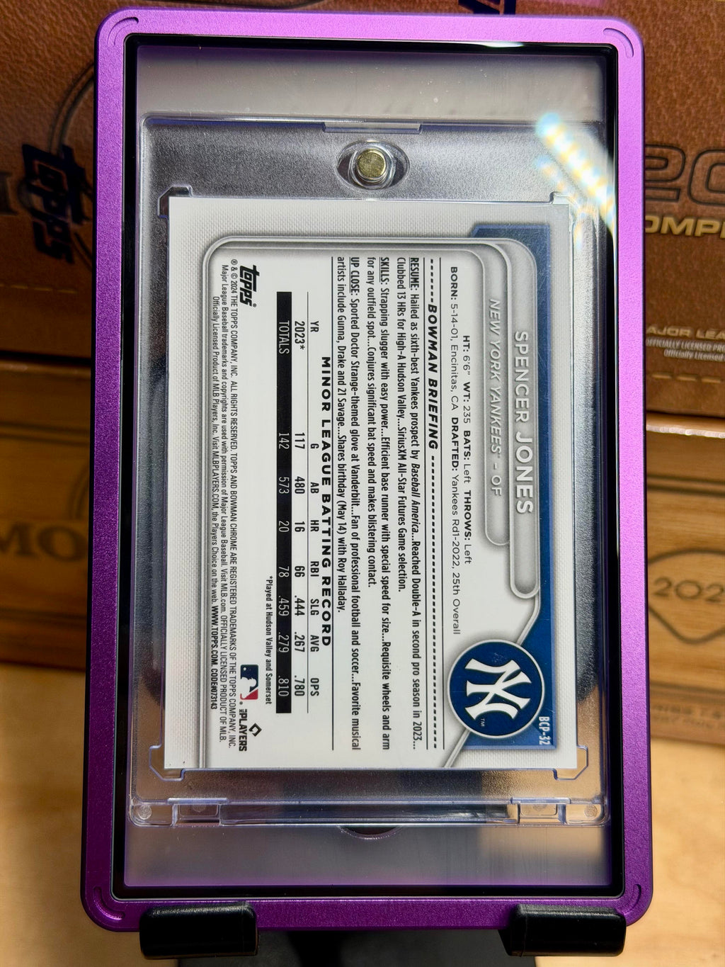 2024 Bowman #BCP-32 Spencer Jones Chrome Prospects Purple Refractors #/250