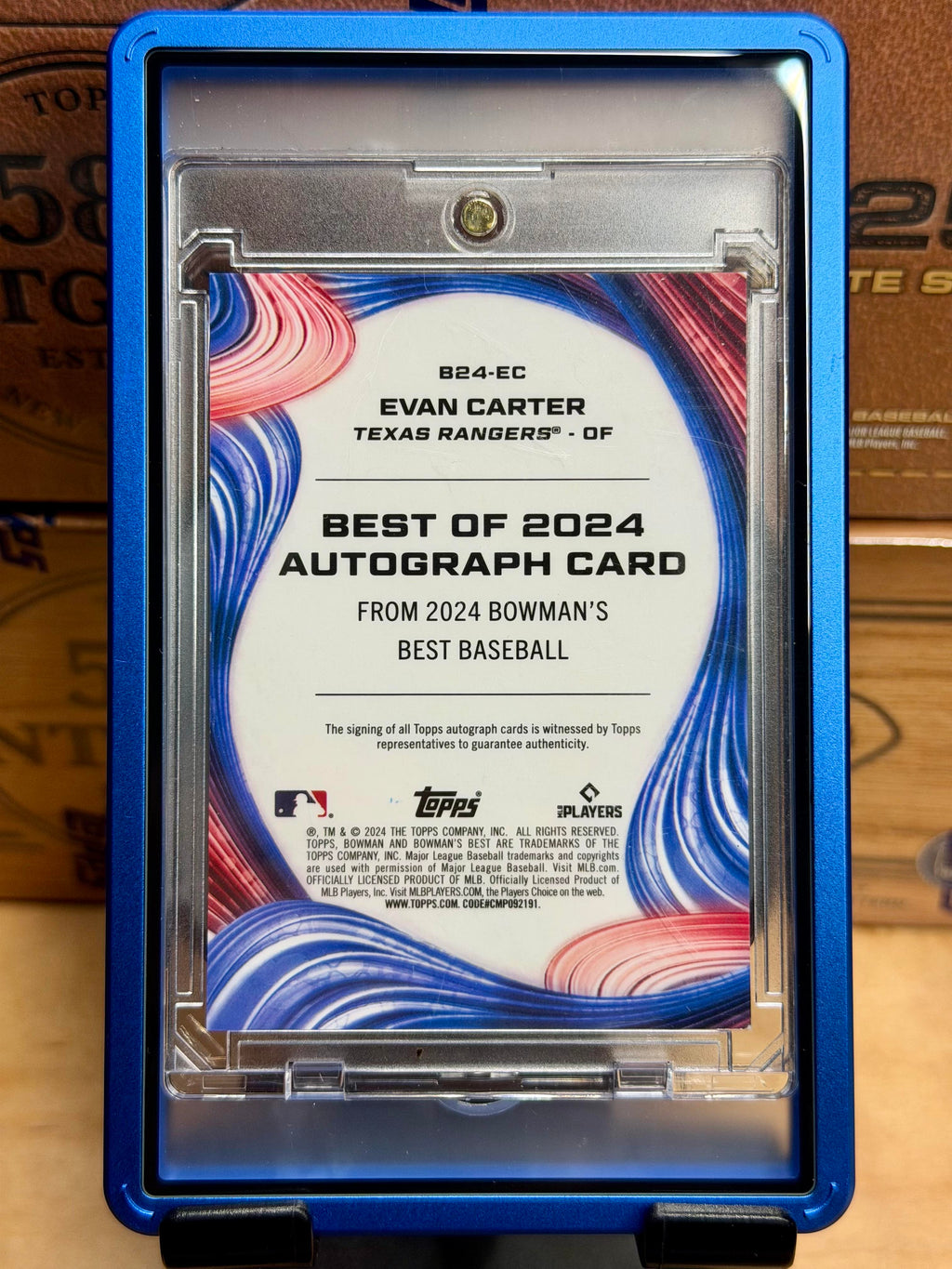 2024 Bowman's Best Evan Carter Best of 2024 Auto Blue Refractors #/150