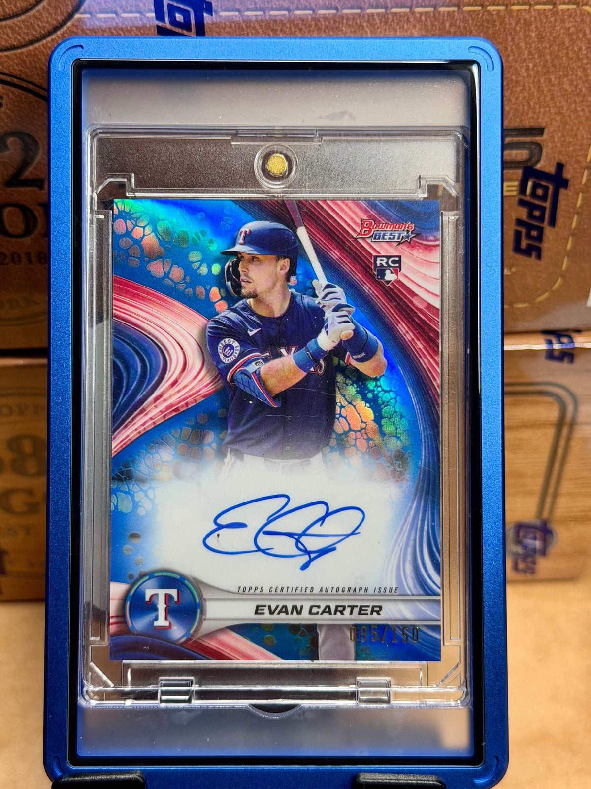 2024 Bowman's Best Evan Carter Best of 2024 Auto Blue Refractors #/150
