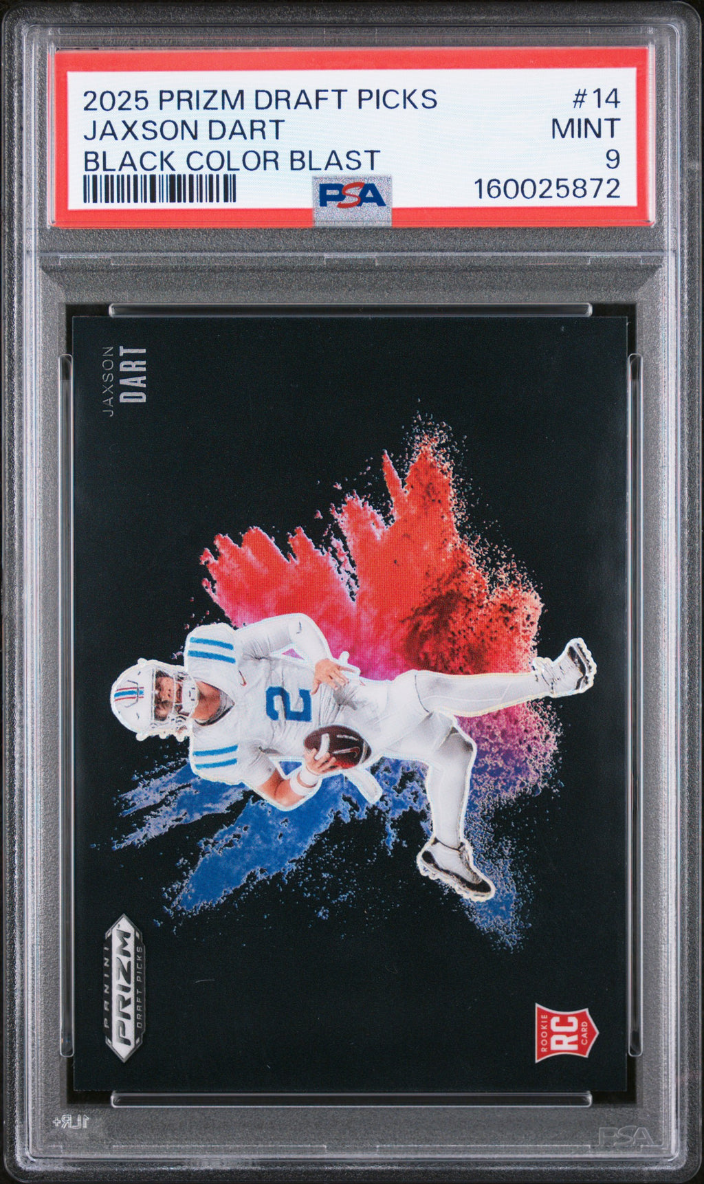 2025 Panini Prizm Draft Picks Black Color Blast #14 Jaxson Dart PSA 9
