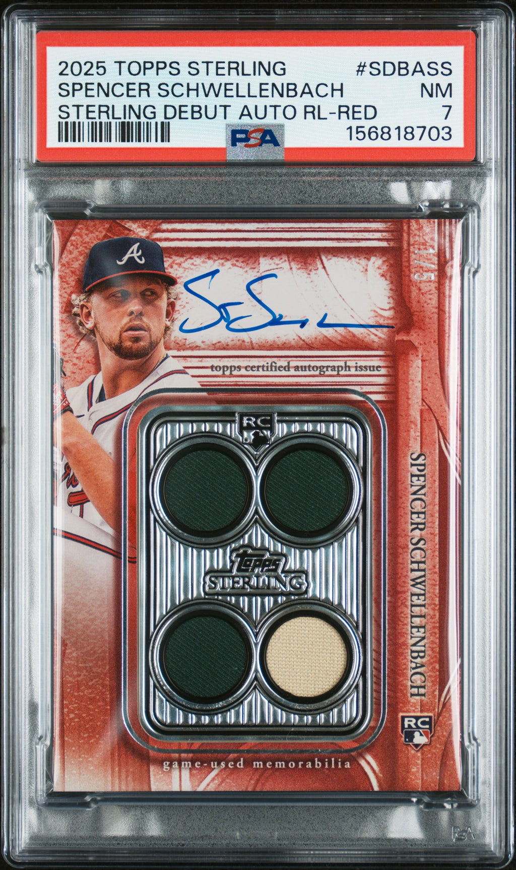 2025 Topps Sterling Spencer Schwellenbach Sterling Debut Auto Red PSA 7 # /5