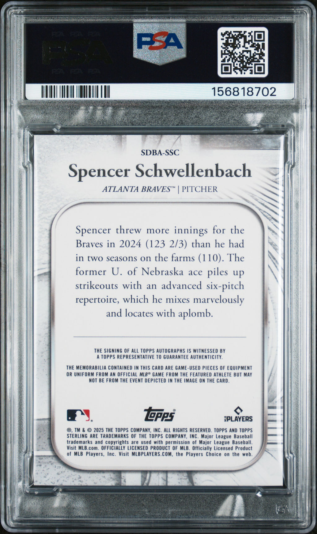 2025 Topps Sterling Spencer Schwellenbach Sterling Debut Auto Red PSA 7 # /5