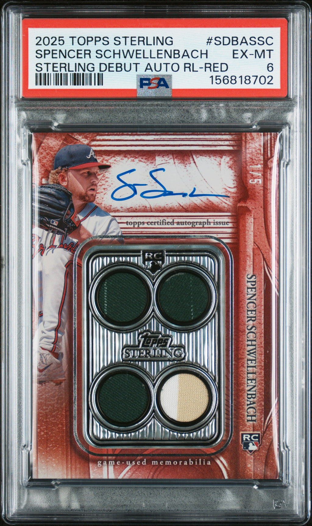 2025 Topps Sterling Spencer Schwellenbach Sterling Debut Auto Red PSA 7 # /5