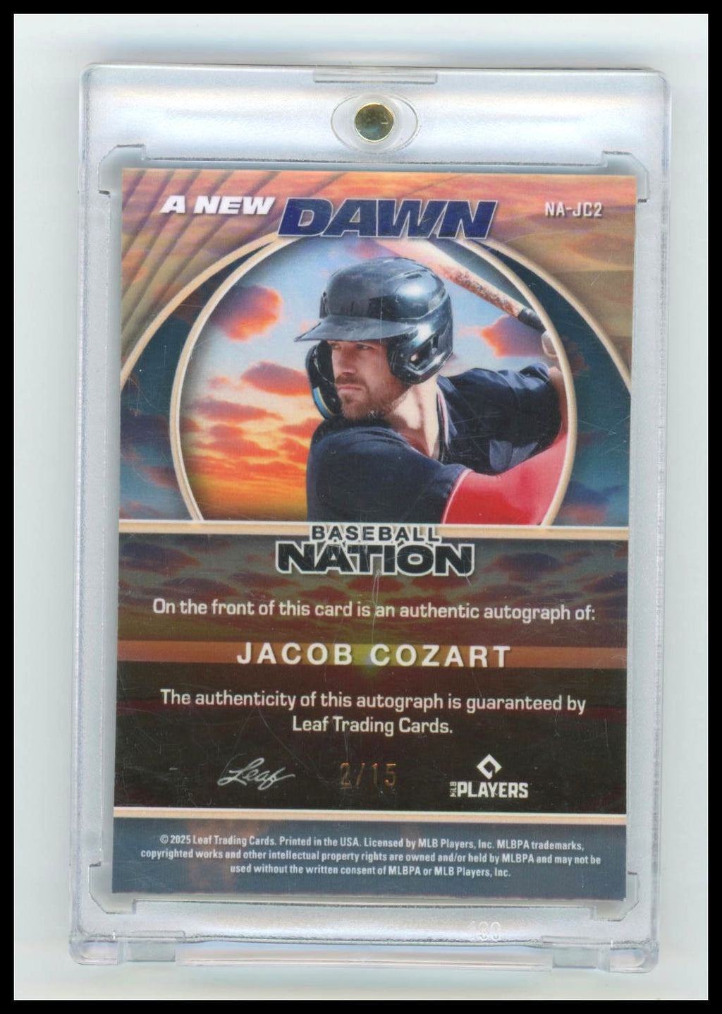 2025 Leaf Baseball Nation Jacob Cozart A New Dawn Auto Lava Silver Crystal /15