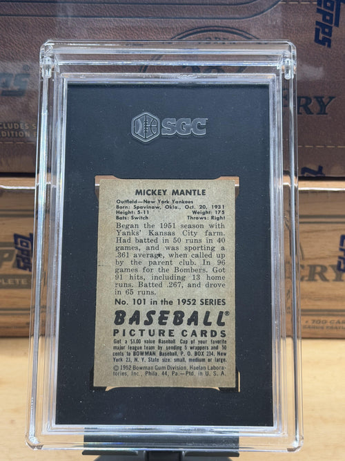 1952 Bowman #101 Mickey Mantle SGC 4