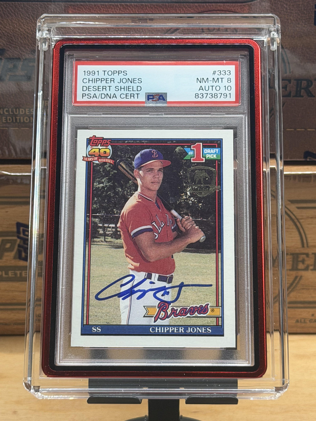 1991 Topps Desert Shield #333 Chipper Jones Desert Shield PSA 8