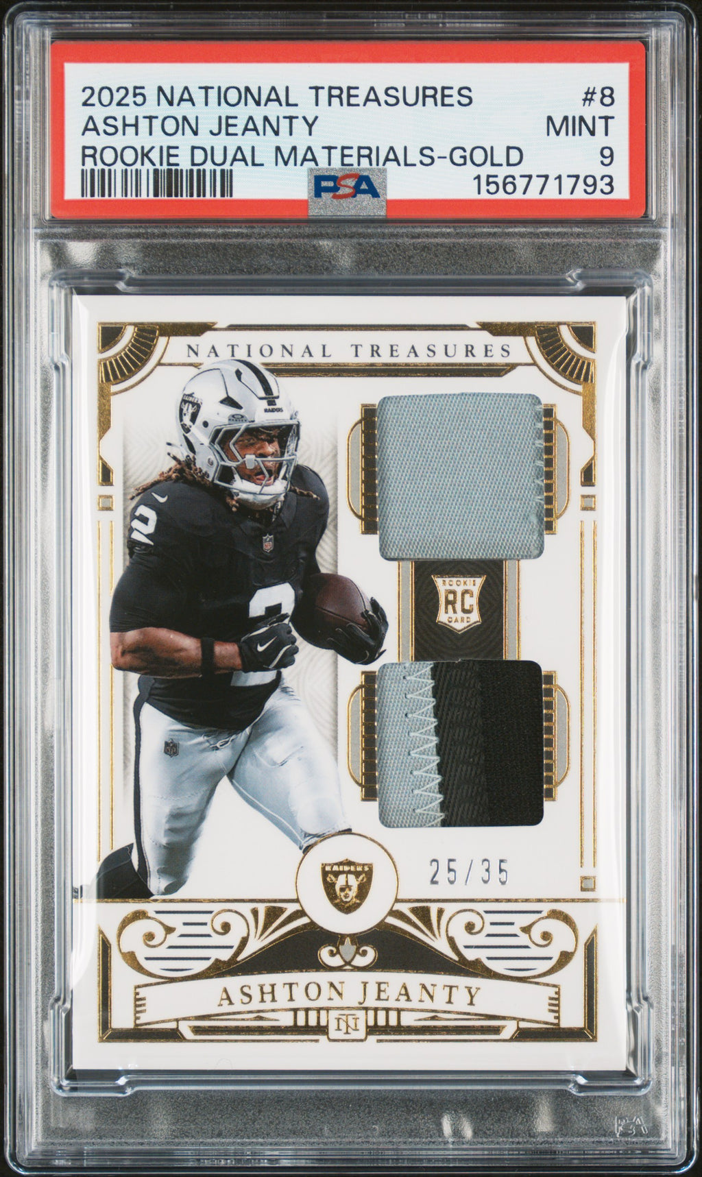 2025 Panini National Treasures Rookie Dual  Ashton Jeanty Rookie Gold /35 PSA 9