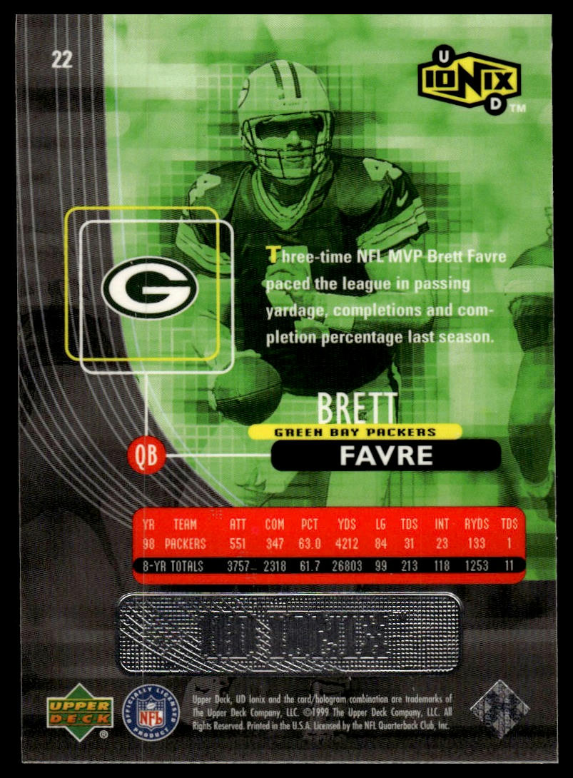 1999 UD Ionix #22 Brett Favre