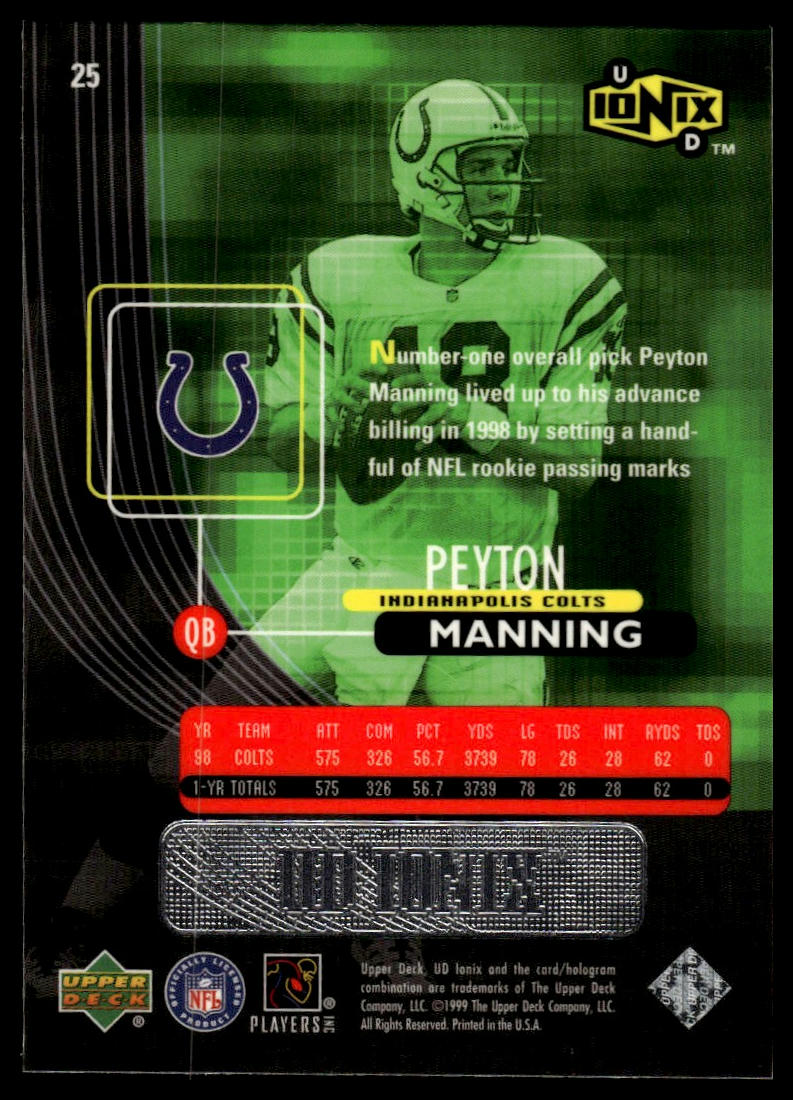 1999 UD Ionix #25 Peyton Manning