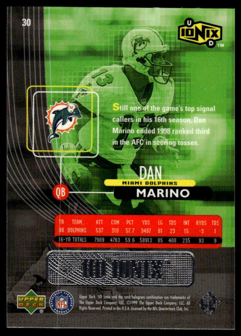 1999 UD Ionix #30 Dan Marino